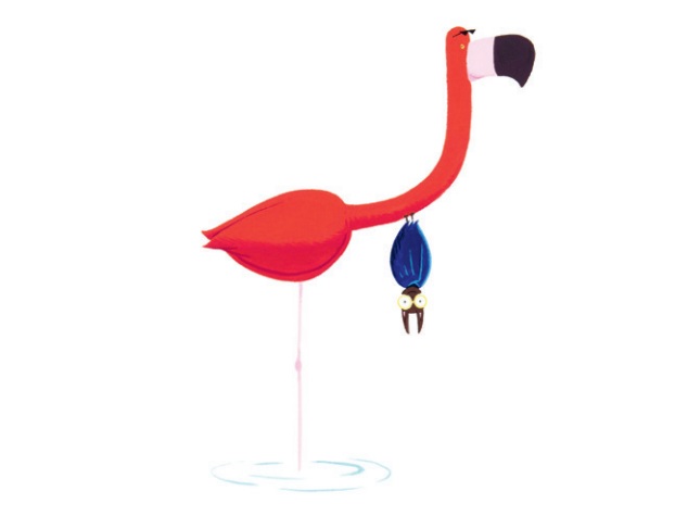 Ilustración de Bat y Flamingo
