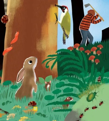 Ilustración de Escucha y encuentra EL BOSQUE