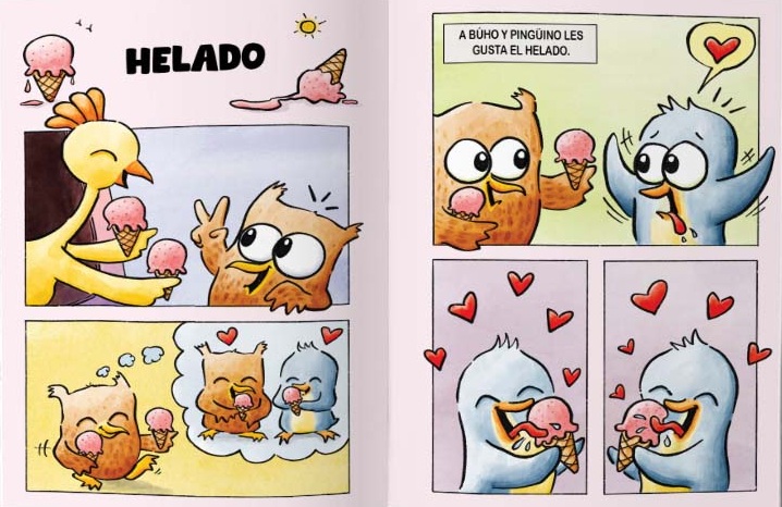 Ilustración de Búho y pingüino
