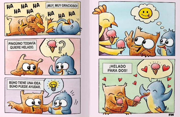 Ilustración de Búho y pingüino