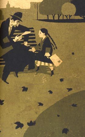 Ilustración de Kafka y la muñeca viajera