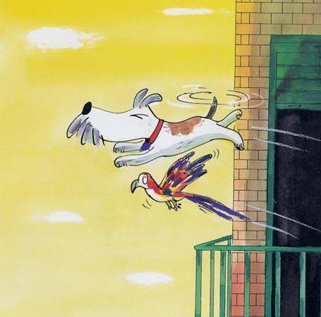 Ilustración de Cúper, perro volador