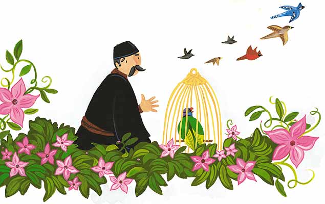 Ilustración de El Mercader y el Loro