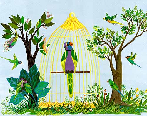 Ilustración de El Mercader y el Loro