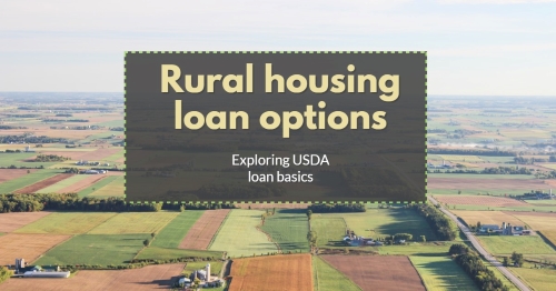 rural landscape from above text overly image text rural housing loan options exploring usda loan basics