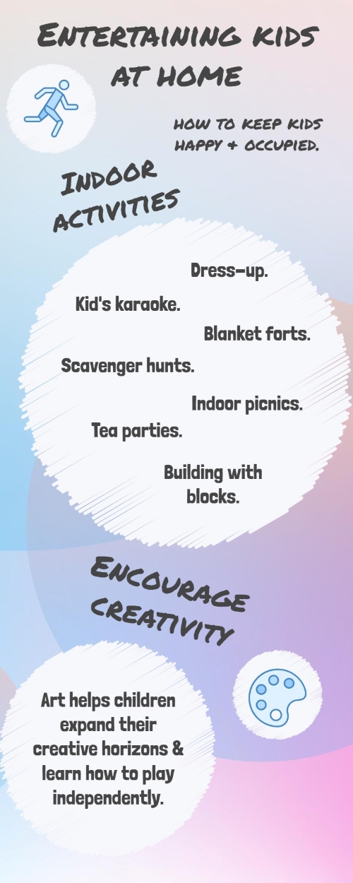 Infographic article summary how to entertain kids at home