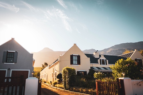 Photo of modern houses at golden hour