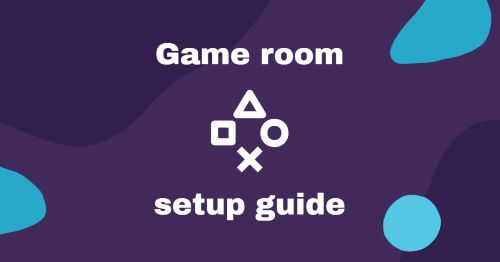 abstract purple background game control buttons image text game room setup guide