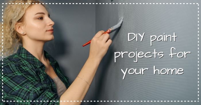 DIY paint projects featured image with person painting a wall