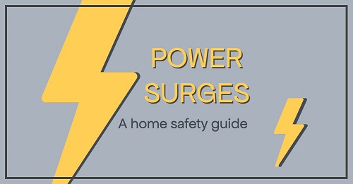Image text: Home safety guide power surges at home