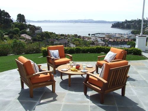 patio with four chais and table