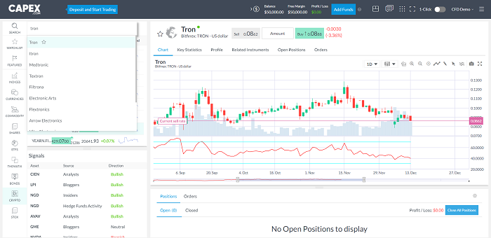 Tron TRX trading app