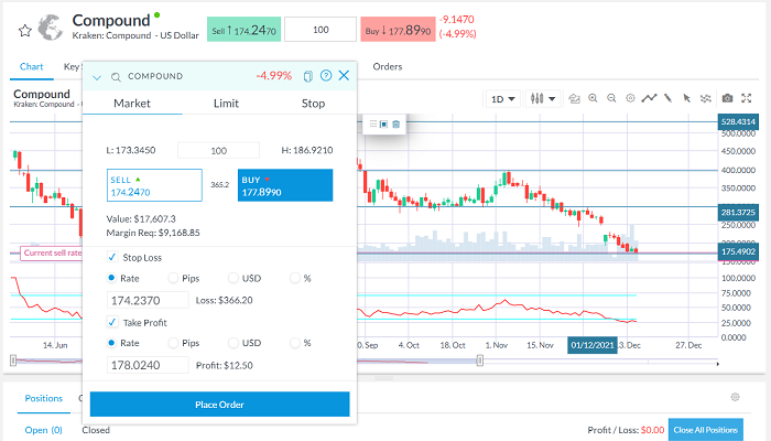 Đặt lệnh mua COMP coin với Webtrader Capex