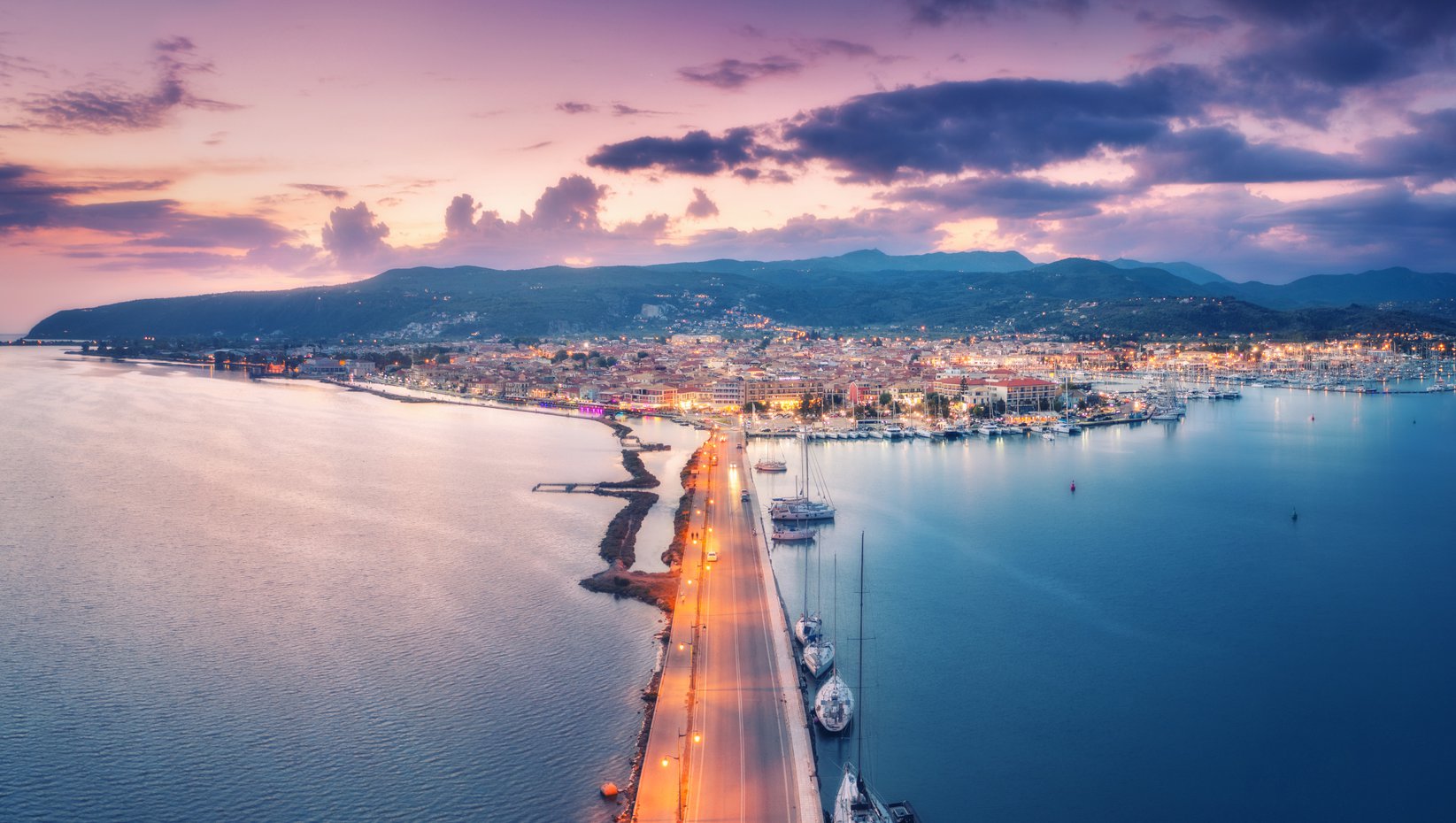 Aerial view of Lefkada Bridge