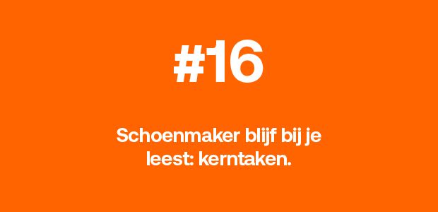 Schoenmaker blijf bij je leest: kerntaken.