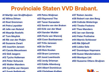 Kieslijst VVD Provinciale Staten 2023