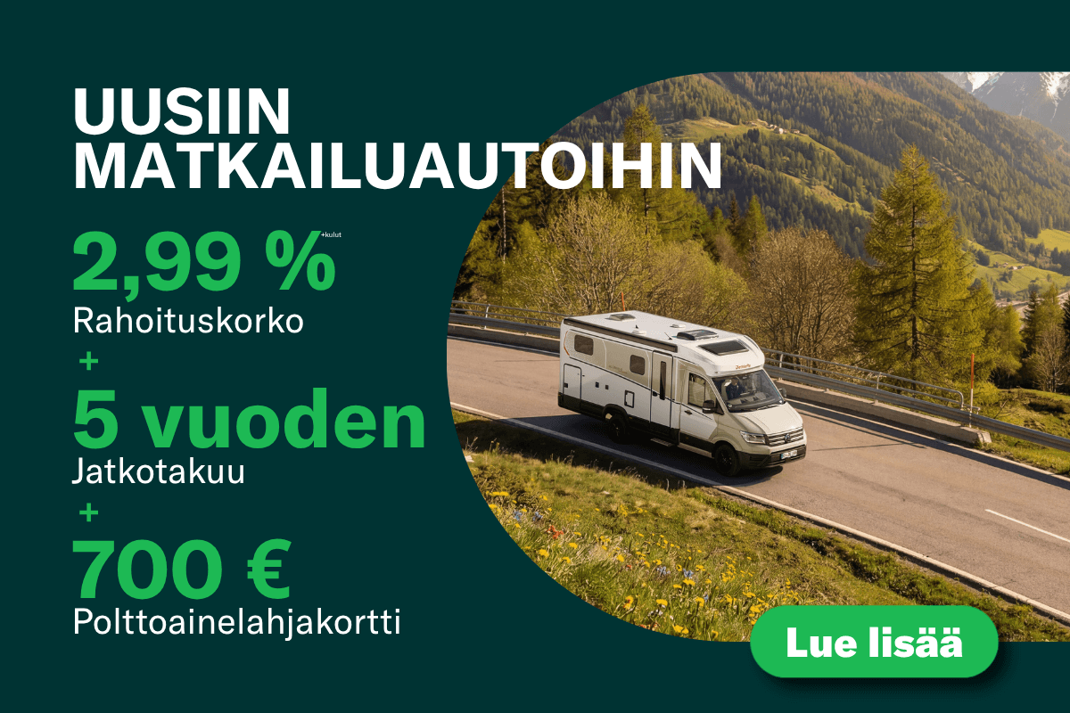 2,99 % rahoituskorko + 5 vuoden jatkotakuu + 700 € polttoainelahjakortti.
