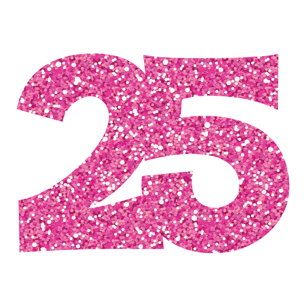 SUPER 25 Pink Glitter (Graduation)