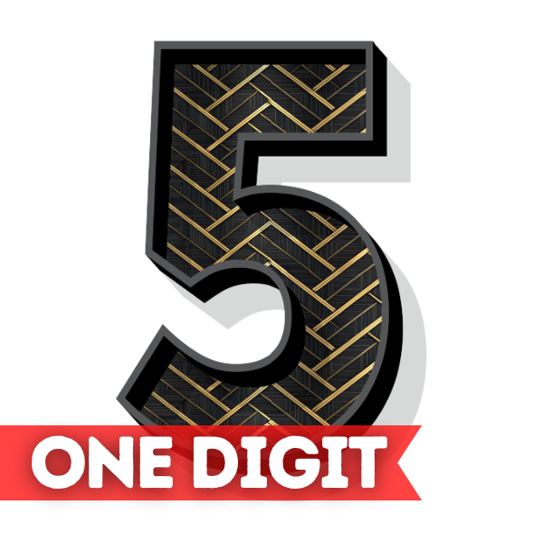 SUPER NUMBER: 1 DIGIT - BLACK WITH GOLD DESIGN