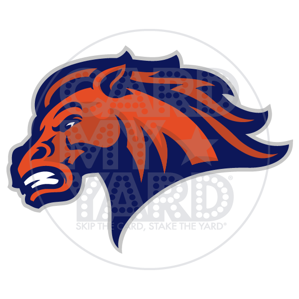 Animal: Mustang Head - Orange & Blue Animal: Mustang Head - Orange & Blue