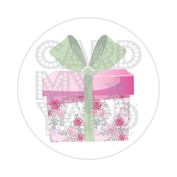 Pink Coquette-Style: Rose Print Present Green Bow