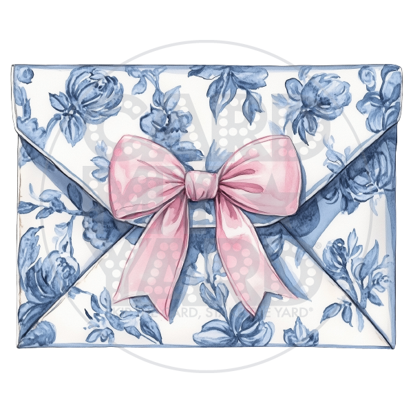 Toile & Roses: Toile Envelope with Bow
