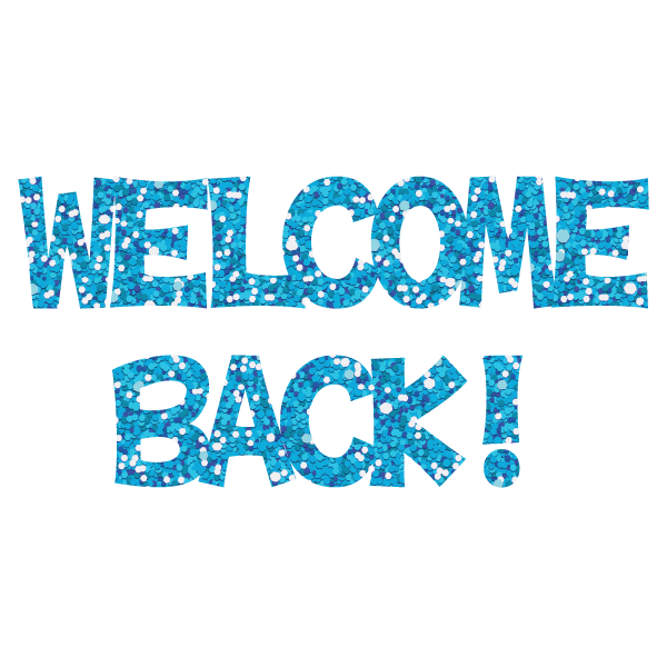 Bright Blue Glitter Welcome Back