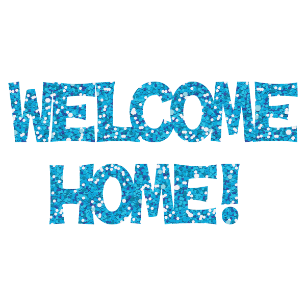 Bright Blue Glitter Welcome Home