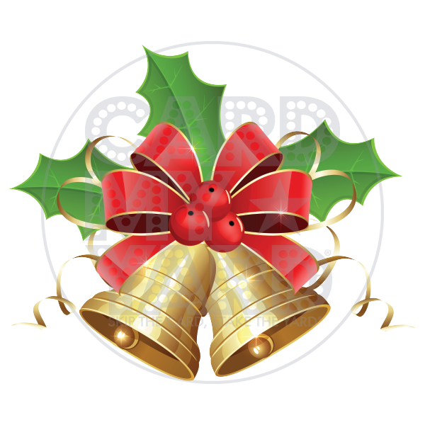Christmas: 2 Bells with Bow and Holly