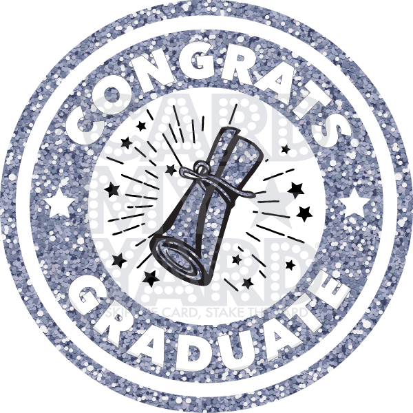 Graduation Hat - Chunky Glitter Silver - Style C - Yard Card - Yard Cards  Direct, LLC