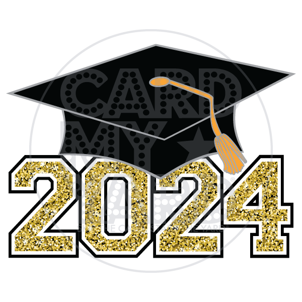 Graduation: 2024 Grad Cap - Gold Graduation: 2024 Grad Cap - Gold