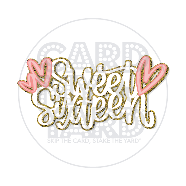 Birthday: Sweet Sixteen Script (Gold Pink White)