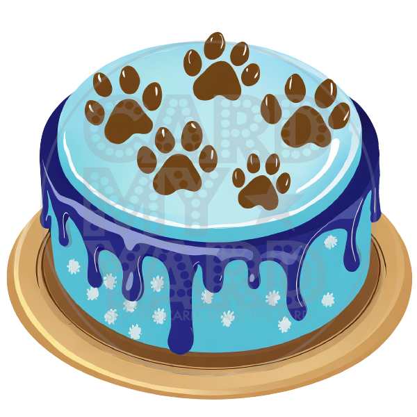 Birthday Cake: Blue Paw Print Cake