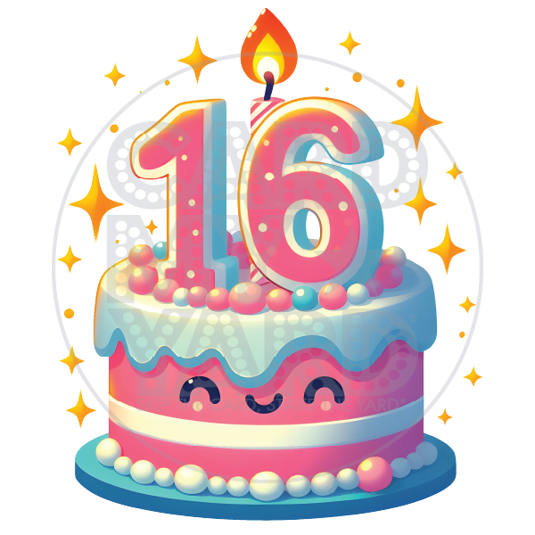 Birthday Cake: 16th Happy Face