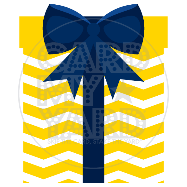 Birthday Present: Yellow Present Navy Bow Birthday Present: Yellow Present Navy Bow