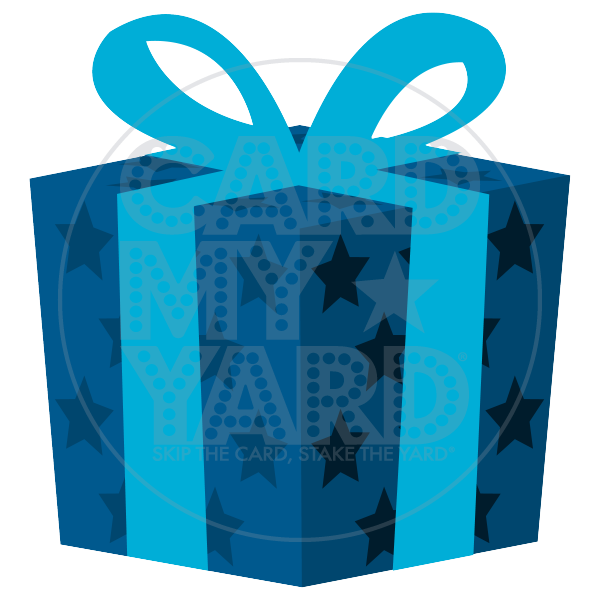 Birthday Present: Blue Present, Bright Blue Bow, Navy Stars Birthday Present: Blue Present, Bright Blue Bow, Navy Stars