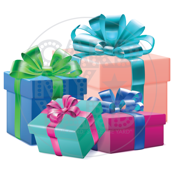 Birthday Present: 4 Cool Colored Presents(Big on Right)