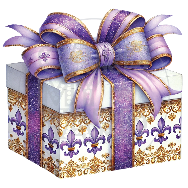 Birthday Present: Fleur de Lis Gift Box with Matching Bow