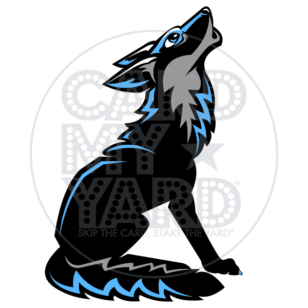 Animal: Coyote Howling (Black White Blue)