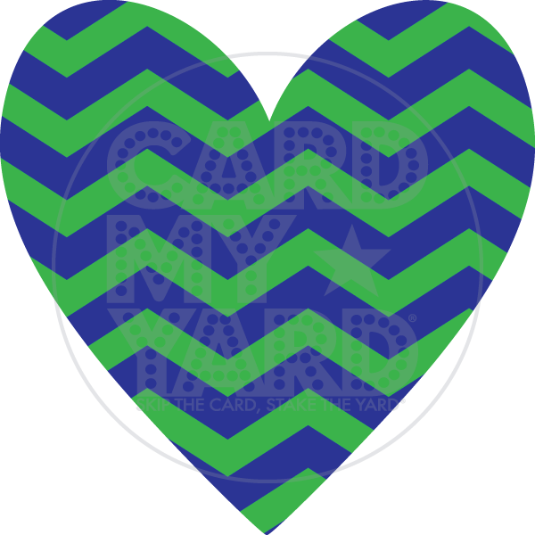 Heart: Chevron- Green&Blue Heart: Chevron- Green&Blue