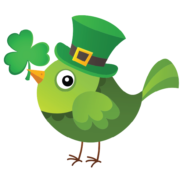 St. Patrick's Day: Green Bird with Clover