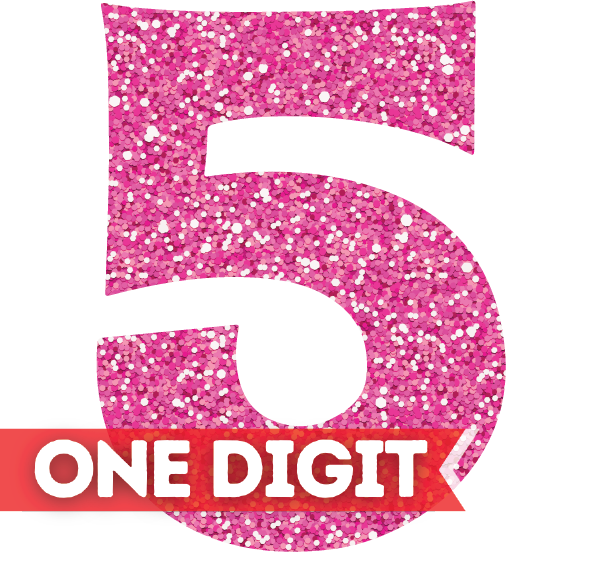 SUPER NUMBER: 1 DIGIT - PINK GLITTER