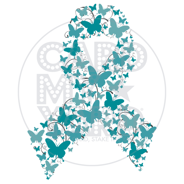 Ribbon/Cause: Butterfly Ribbon - Ovarian Cancer Teal Ribbon/Cause: Butterfly Ribbon - Ovarian Cancer Teal