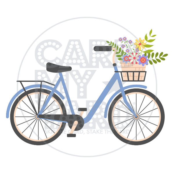 Sport Graphic: Blue Bike with Flowers