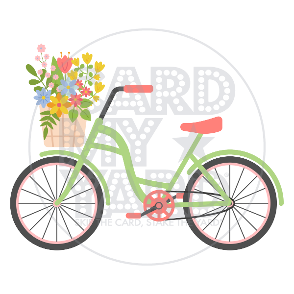 Sport Graphic: Green Bike with Flowers