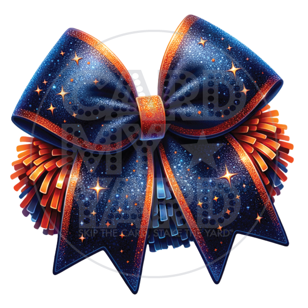 Sport Graphic: Bow Poms - Navy Orange
