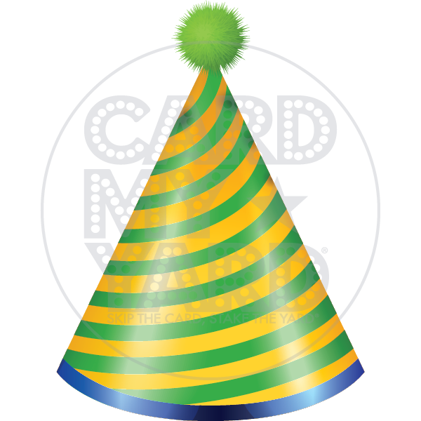 SUPER PARTY HAT- green and yellow stripe