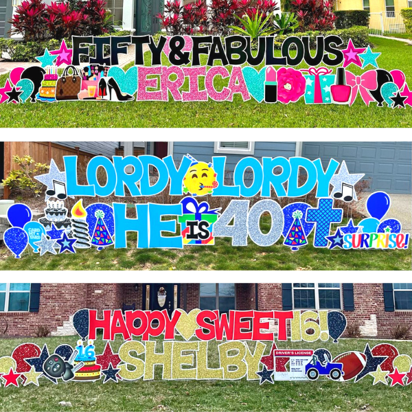 Multicolor Happy Birthday Yard Greeting / Charming Yard Creations