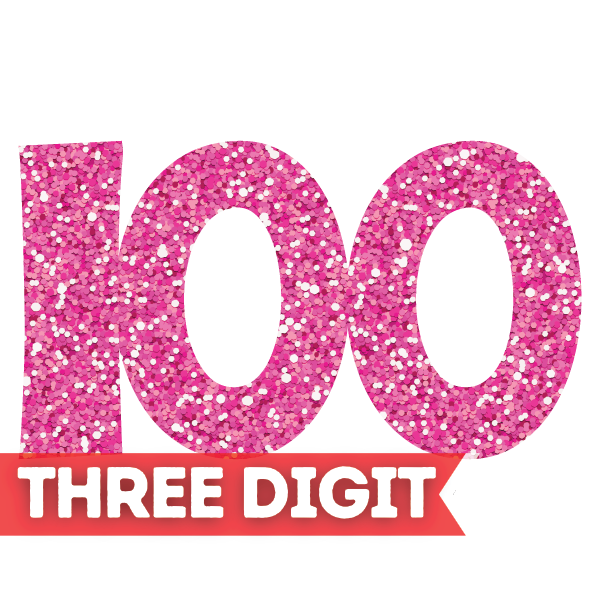 SUPER NUMBER: 3 DIGITS - PINK GLITTER