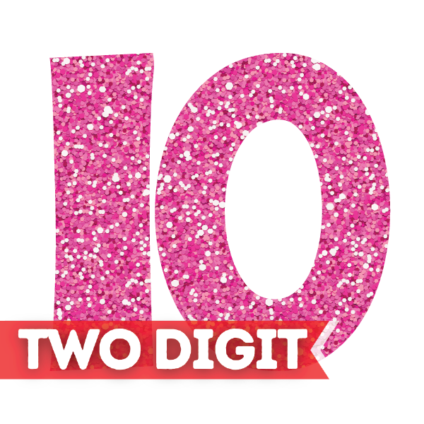 SUPER NUMBER: 2 DIGITS - PINK GLITTER
